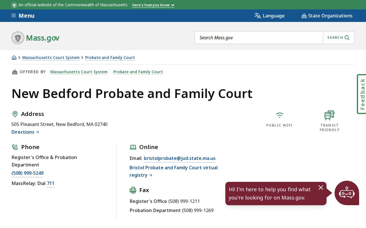 New Bedford Probate and Family Court, where Bristol County warrant records for family contempt are held