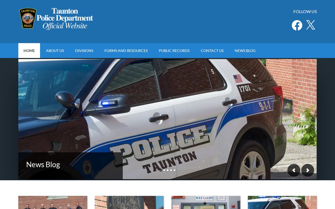 Bristol County warrant records: Taunton Police headquarters contact panel, not a warrant search