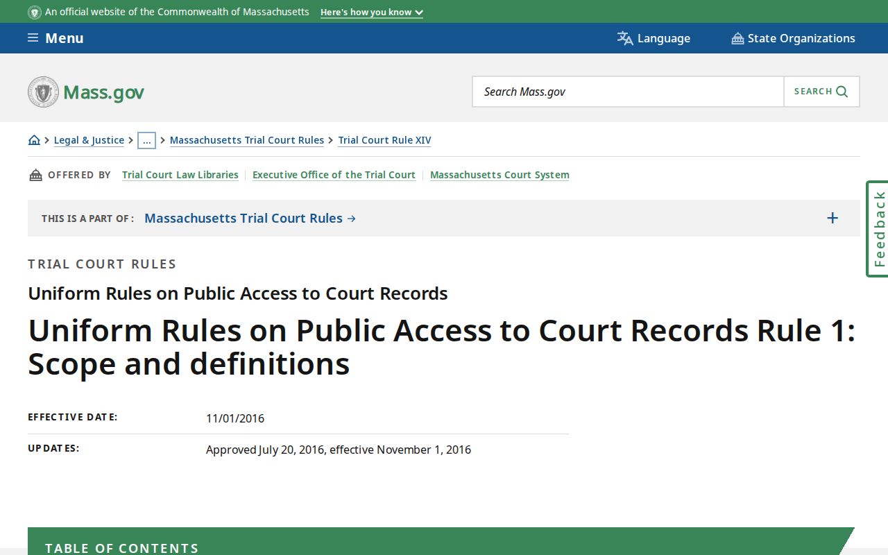 Massachusetts public access rule governing Bristol County warrant records at the courthouse